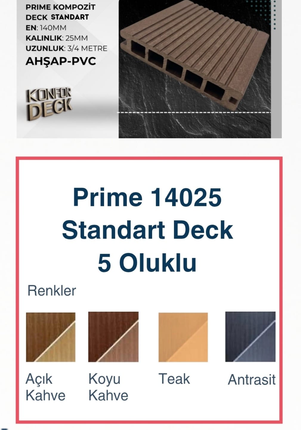 prime standart deck 5 odacıklı